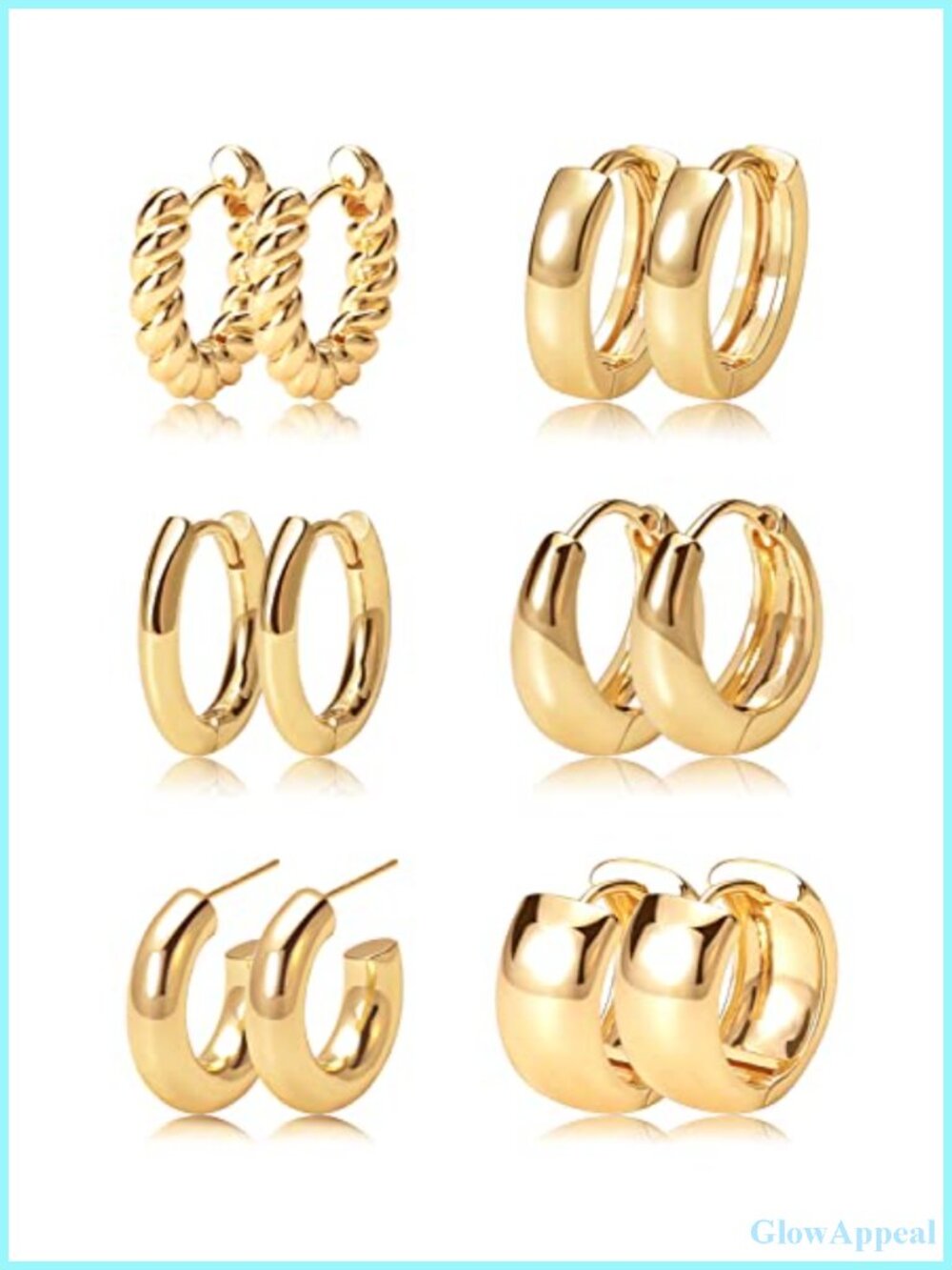 14k Gold Plated Hoop Earrings Set Hypoallergenic Huggie Earrings Gift for Women